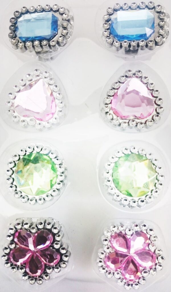 Pack of 8 Plastic Toy Gem Rings for Girls and Princesses