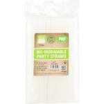 Pack of 80 White Biodegradable Compostable Drinking Party Straws by PPS