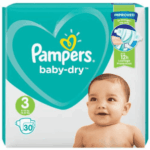 Pampers Baby-Dry Diapers, Size 3, for 6-10 kg (13-22 lbs) Infants, Pack of 30
