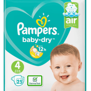 Pampers Baby-Dry Diapers Size 4, suitable for 9-14 kg (20-31 lbs), Maxi Pack of 25