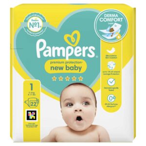 Pampers Premium Protection Newborn Diapers Size 1 for 2-5kg (4-11lbs), Pack of 22