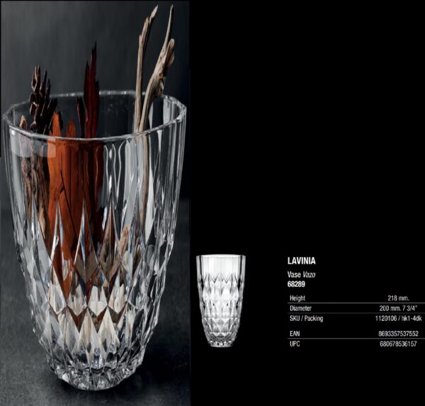 PASABAHCE LAVINA CRYSTALLIN 22CM VASE