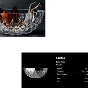 PASABAHCE LAVINIA OVAL BOWL, CRYSTALLIN, 24CM X 15CM