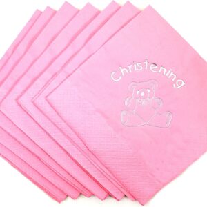 Pink Christening Napkins, 33cm x 33cm