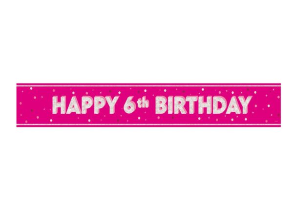 Pink Floral Prism 6th Birthday Party Banner - 9ft by Unique Party