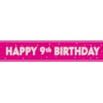 Pink Floral Prism 9th Birthday Party Banner - 9ft, Unique Design