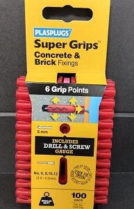 PLASPLUGS RED SOLID WALL ANCHORS - 100 PACK CLIP SET