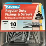 PLASPLUGS Standard Plasterboard Anchors & Screws Pack of 10