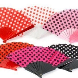 Polka Dot Design Folding Hand Fan - Plastic & Fabric (OB611880) 1008