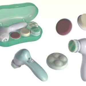 Portable 4-in-1 Electric Facial and Body Exfoliator, Massager, and Cleansing Brush