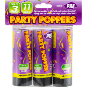 PPS 11cm Color Confetti Cannon Party Poppers, Pack of 3