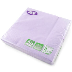 PPS 3-Ply Napkins 33cm x 33cm, Pack of 20 - Lilac