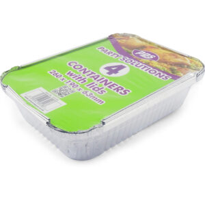 PPS Aluminum Containers with Lids 260 x 190 x 63mm, Pack of 4