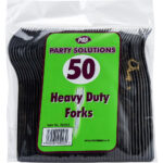 PPS Heavy-Duty Black Plastic Forks, Pack of 50