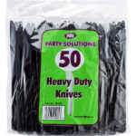 PPS Heavy Duty Black Plastic Knives, Pack of 50