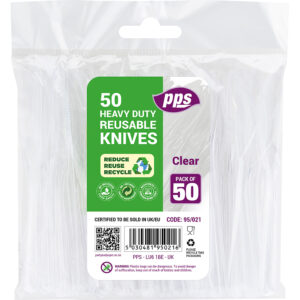 PPS Heavy Duty Clear Plastic Knives, Pack of 50