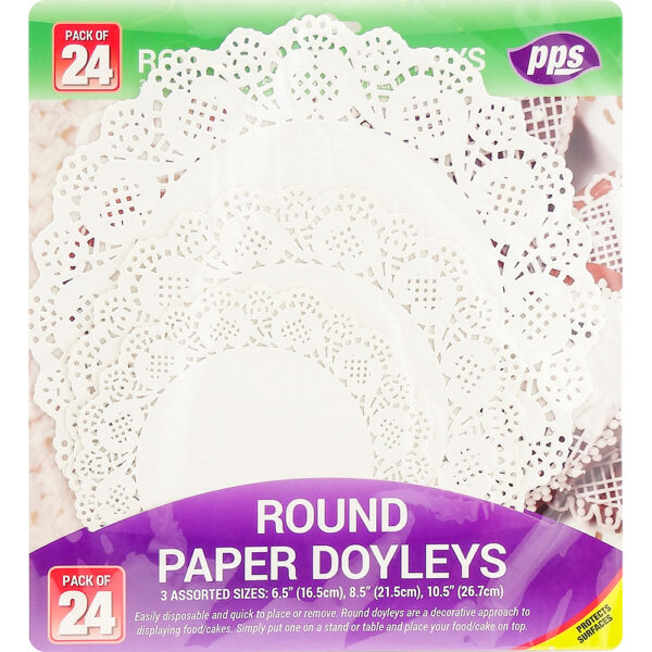 PPS Mixed Round Paper Doilies, Pack of 24