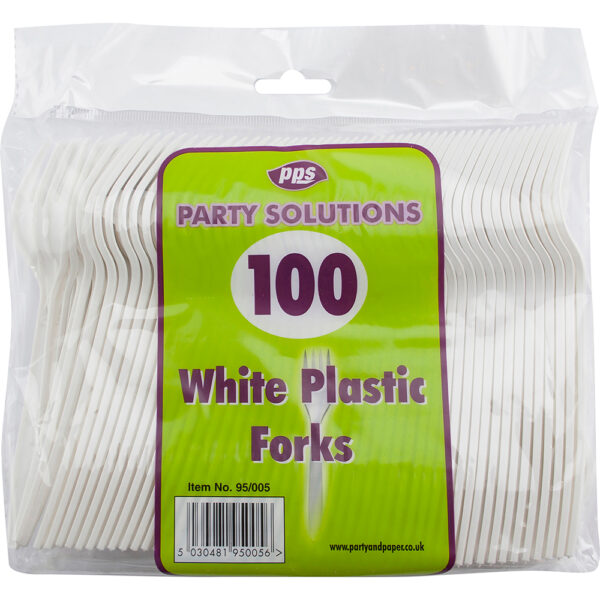 PPS White Plastic Forks - Pack of 100