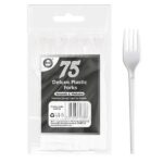 Premium Heavy-Duty Reusable White Plastic Forks (Pack of 75)