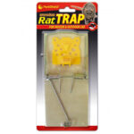 **Prepare the Trap**: Carefully set the trap by pulling back the metal bar and securing it with the catch. Be cautious to avoid snapping your fingers
