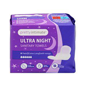 Pretty Intimate Nighttime Sanitary Pads, Pack of 8