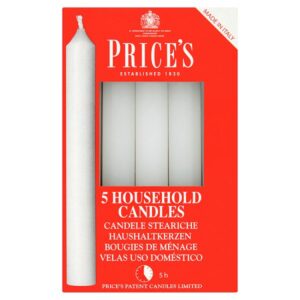 PRICES 5-PACK HOUSEHOLD CANDLES WITH 5-HOUR BURN TIME