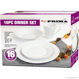 PRIMA 16-Piece White Dinnerware Set