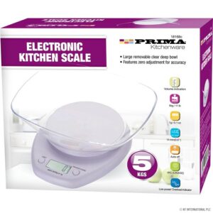 PRIMA 5KG DIGITAL KITCHEN SCALE WITH BOWL