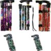 PRIMA Adjustable Folding Walking Stick with Floral Designs