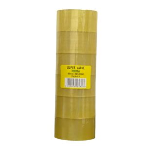 PRIMA Clear Packing Tape, 48mm x 40m, 6 Rolls per Pack