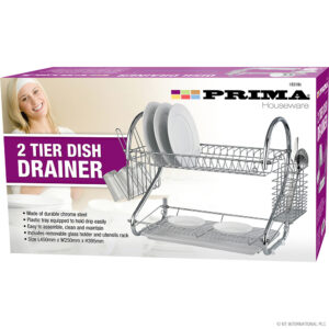 PRIMA Dual-Layer Chrome Dish Rack, 45cm x 25cm x 39.5cm