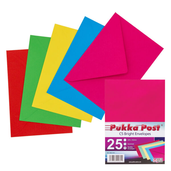 PUKKA C5 Vivid Color Envelopes 229mm x 162mm Pack of 25