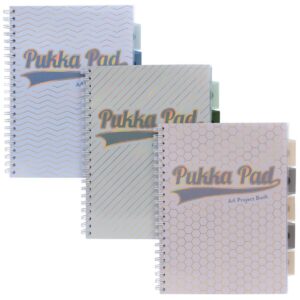 Pukka Pad A4 Haze Project Book with Twin Wire Binding, 250 Lined Pages, Various Colors