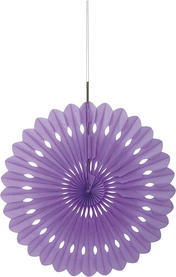 Purple 40cm Tissue Paper Fan Decoration by Unique Party