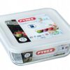 Pyrex 2L Square Glass Cook & Freeze Dish with Plastic Lid, 20cm x 20cm