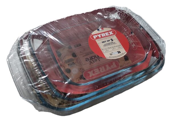 PYREX 3-Piece Roaster Set: Sizes 39x25, 35x23, and 27x17 cm