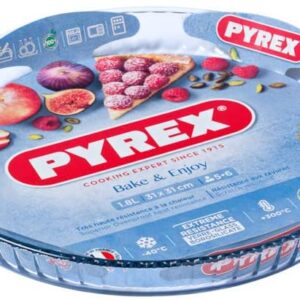 PYREX 30 CM HIGH RESISTANCE GLASS FLAN DISH FOR BAKING & ENJOYMENT