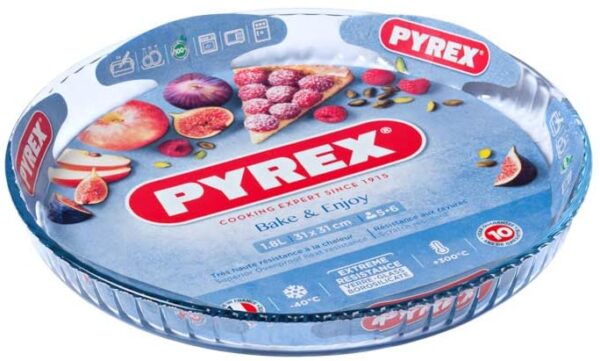 PYREX 30 CM HIGH RESISTANCE GLASS FLAN DISH FOR BAKING & ENJOYMENT