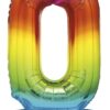 Rainbow 76 cm Giant Standing Foil Number 0 Balloon by Unique Party