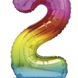 Rainbow 76 cm Giant Standing Foil Number 2 Balloon - Unique Party