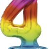 Rainbow 76 cm Giant Standing Foil Number 4 Balloon by Unique Party