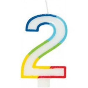 Rainbow Border Number 2 Birthday Candle by GSD