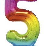 Rainbow Giant Standing Foil Number 5 Balloon - 76 cm by Unique Party