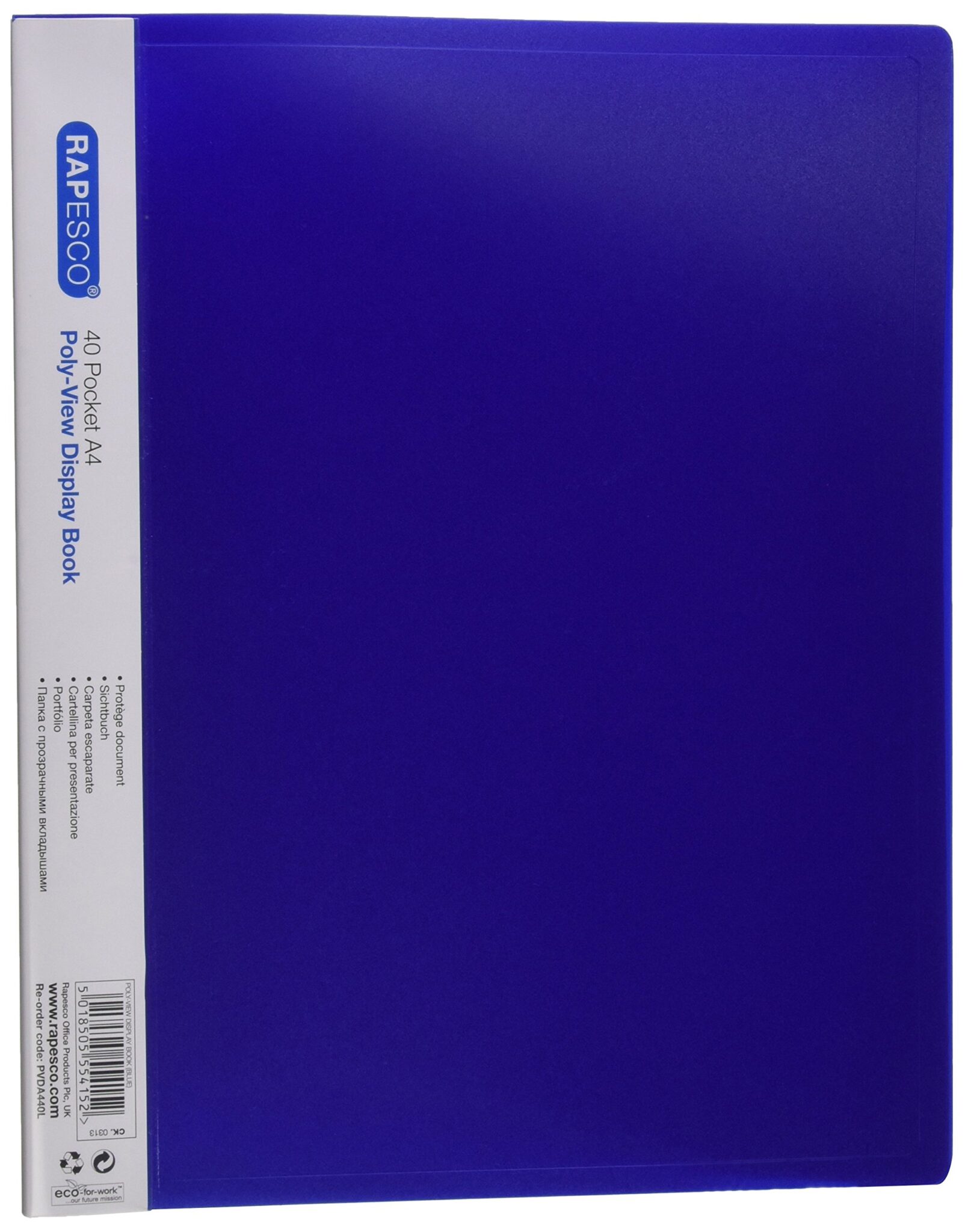 RAPESCO A4 Display Book with Soft Cover and 40 Pockets - Blue