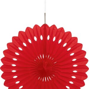 Red 40cm Tissue Paper Fan Decoration - Unique Party