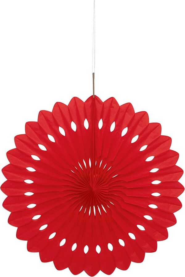 Red 40cm Tissue Paper Fan Decoration - Unique Party