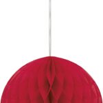 Red 8-Inch Tissue Paper Honeycomb/Pom Pom by Unique Party