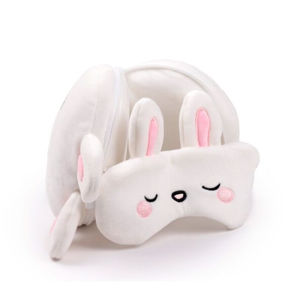 Relaxeazzz Adoramals Frances The Rabbit Plush Travel Pillow and Eye Mask Set