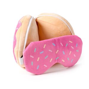 Relaxeazzz Adorasnacks Donut-Shaped Plush Travel Pillow and Eye Mask