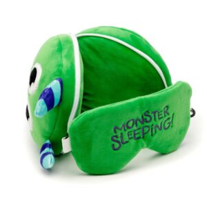 Relaxeazzz Green Monstarz Monster Plush Travel Pillow and Sleep Mask